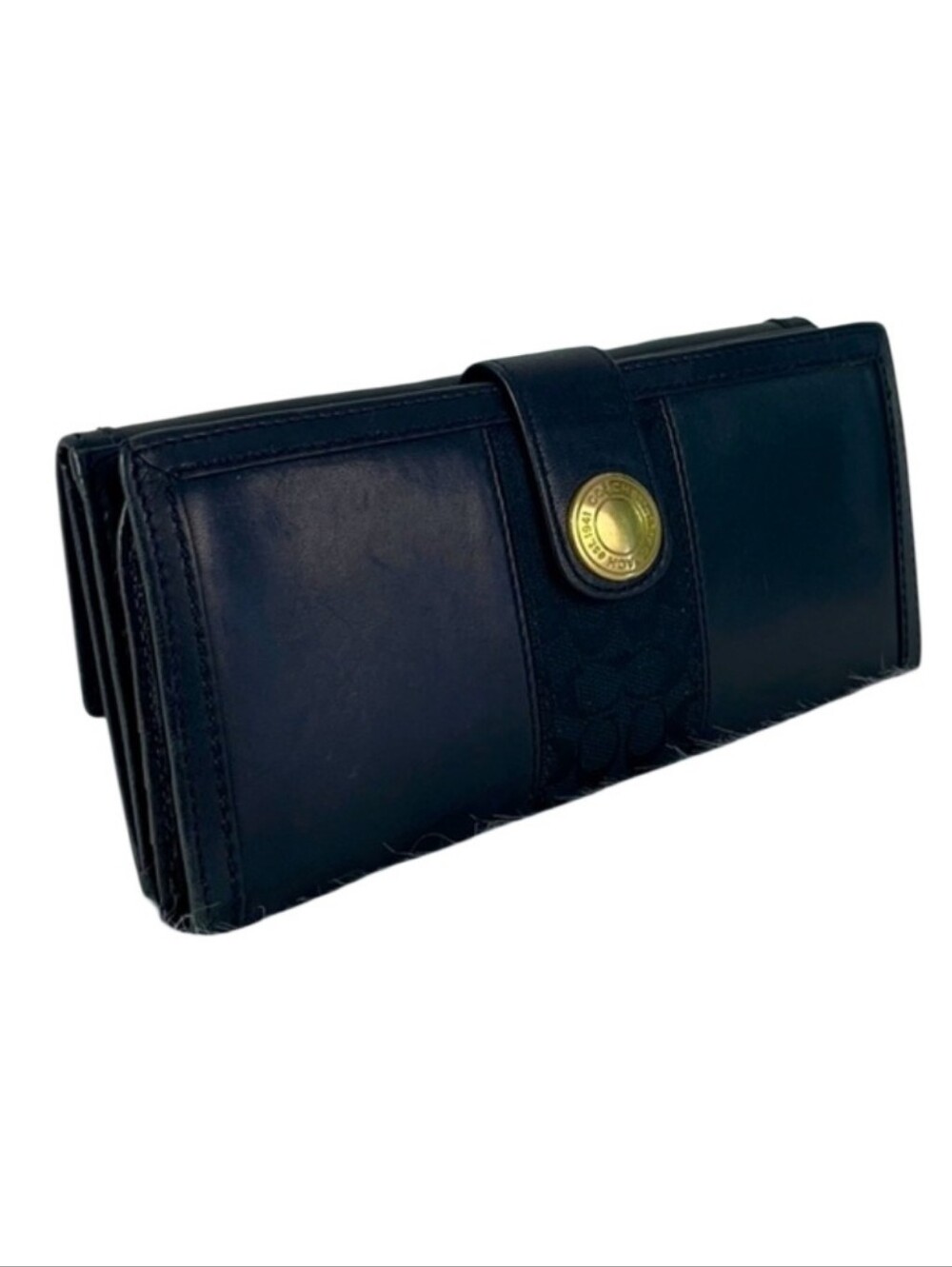 Coach Vintage Black Leather Continental Wallet with Gold-Tone Snap - Picture 3 of 10